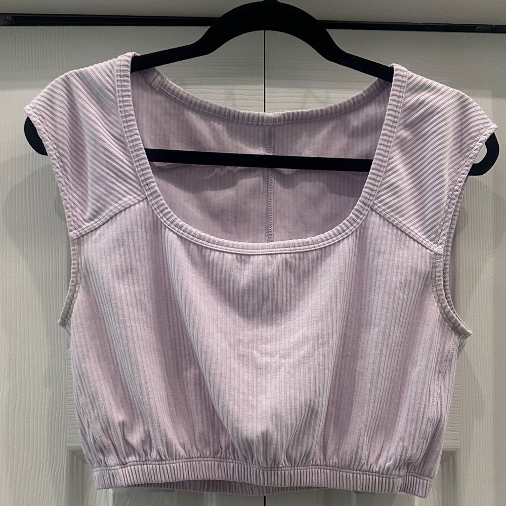Lululemon Athletica Soft Purple Striped Crop Tank Top